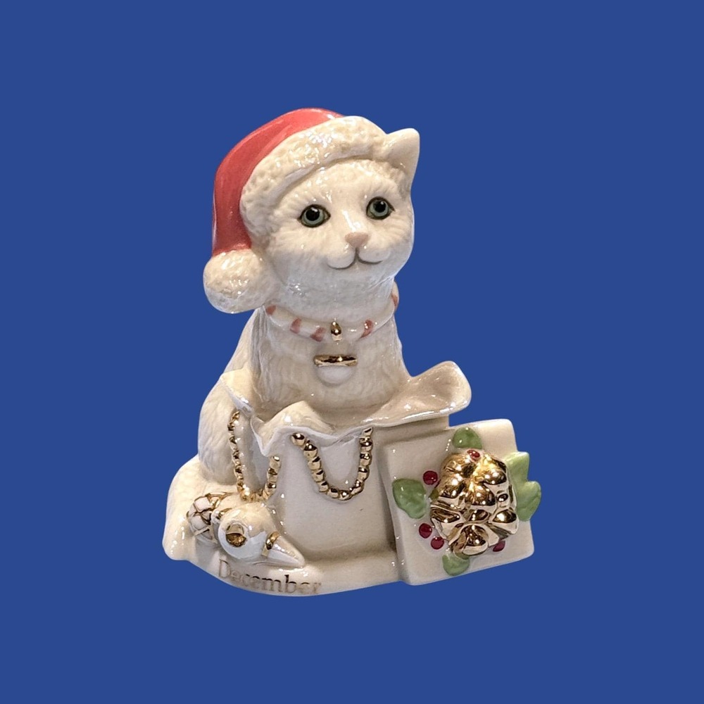 Lenox Perpetual Calendar Playful Kittens December Cat Figurine Christmas 2003